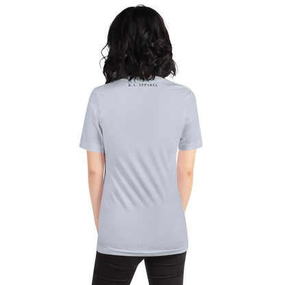 Evolution T-Shirt - Left Placement image 11: Light Blue version, size S with back view of the Evolution range.