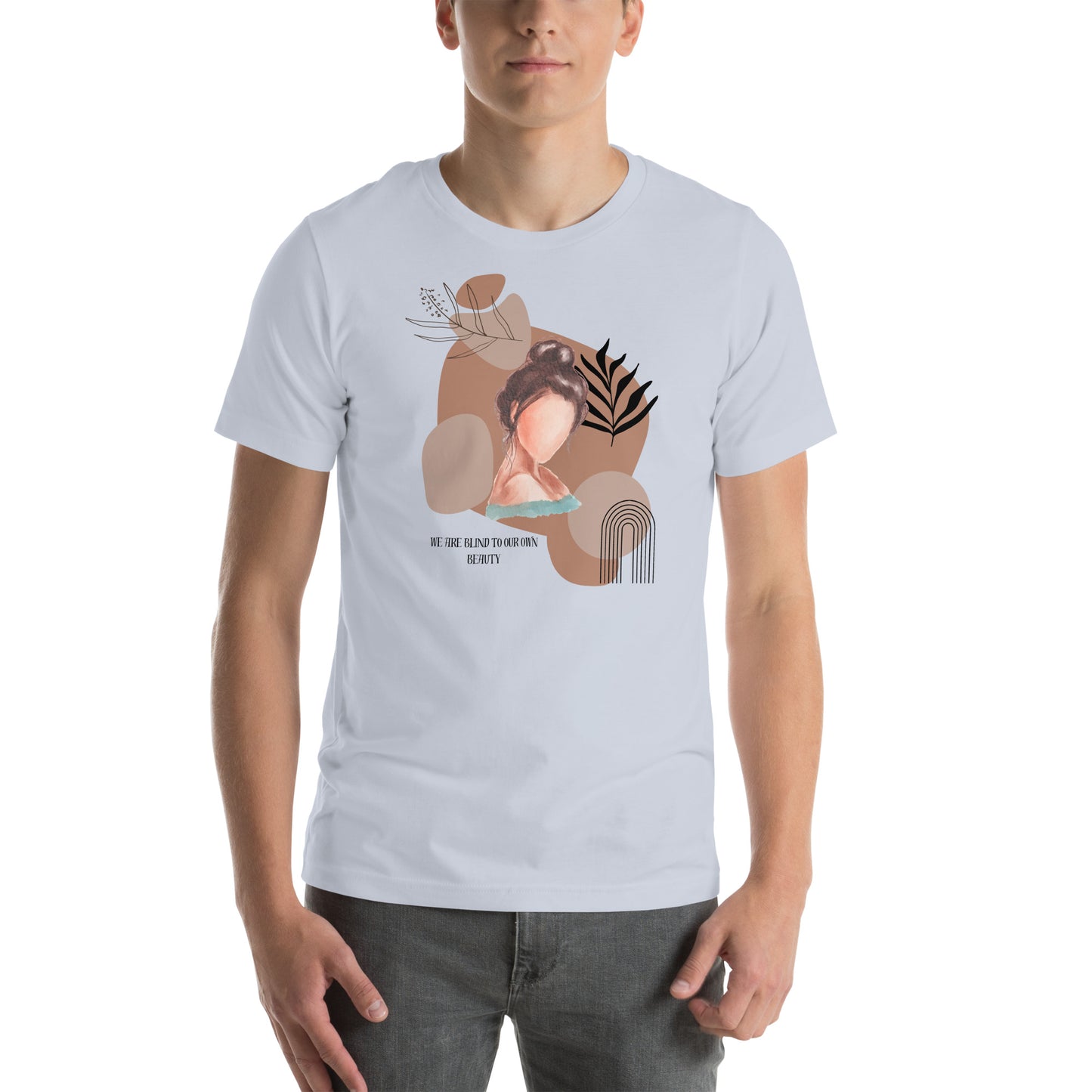 Blind Signal T-Shirt - Left Placement 40 image 5 in Heather Prism Peach, size 2XL, showing front view for the We Are Blind design.