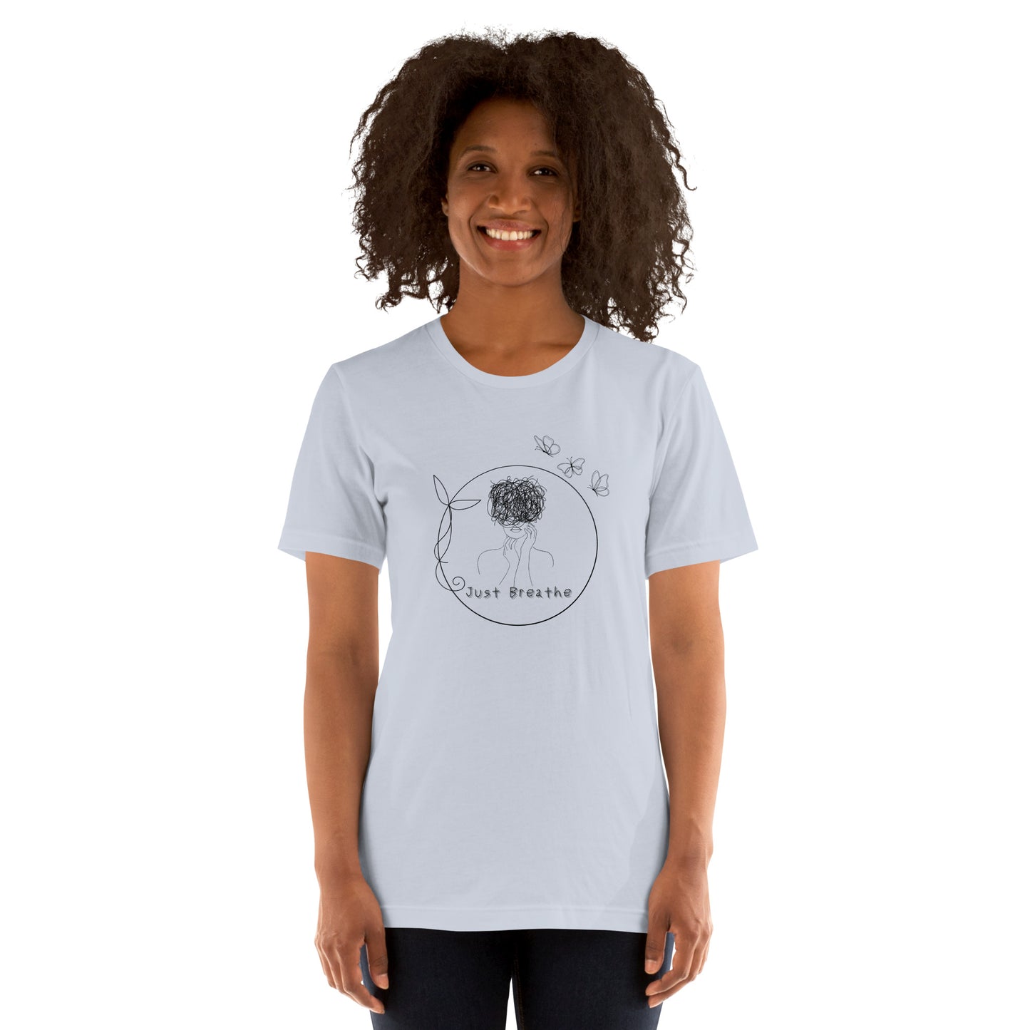 Breathing Room T-Shirt - Left Placement by R.A. Apparel, image 8, front view, Heather Prism Peach, size S, left placement.