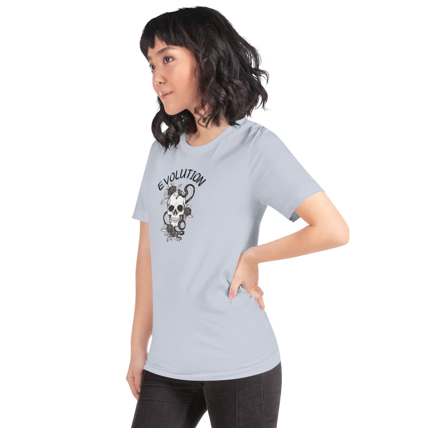 Evolution T-Shirt - Left Placement image 9 in Athletic Heather, size XL, showing front view, left-side angle for the Evolution design.