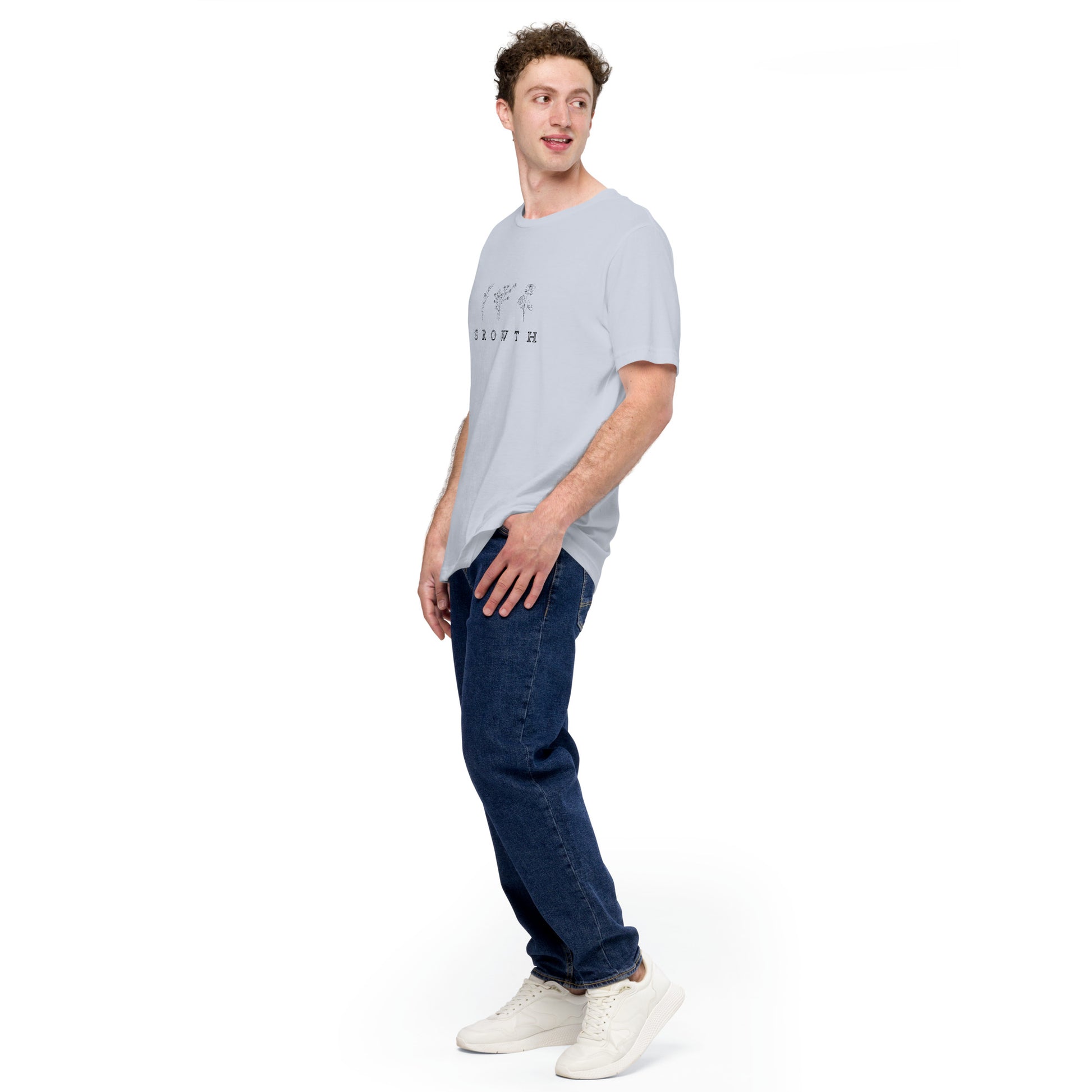 Growthline T-Shirt - Left Placement product image 2 in Pink, size M, with front view, left-side angle and left placement.