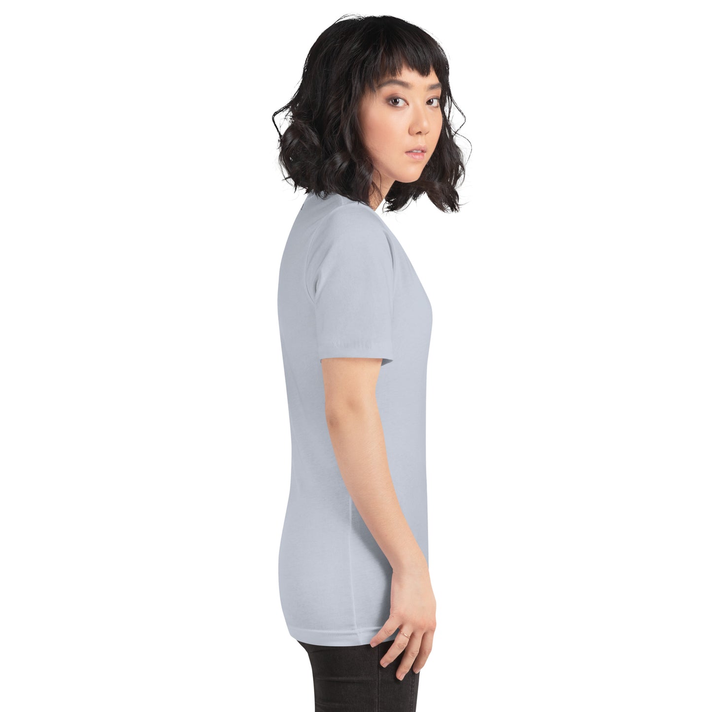 Evolution T-Shirt - Left Placement product image 12 in Light Blue, size M, with right-side angle and left placement.