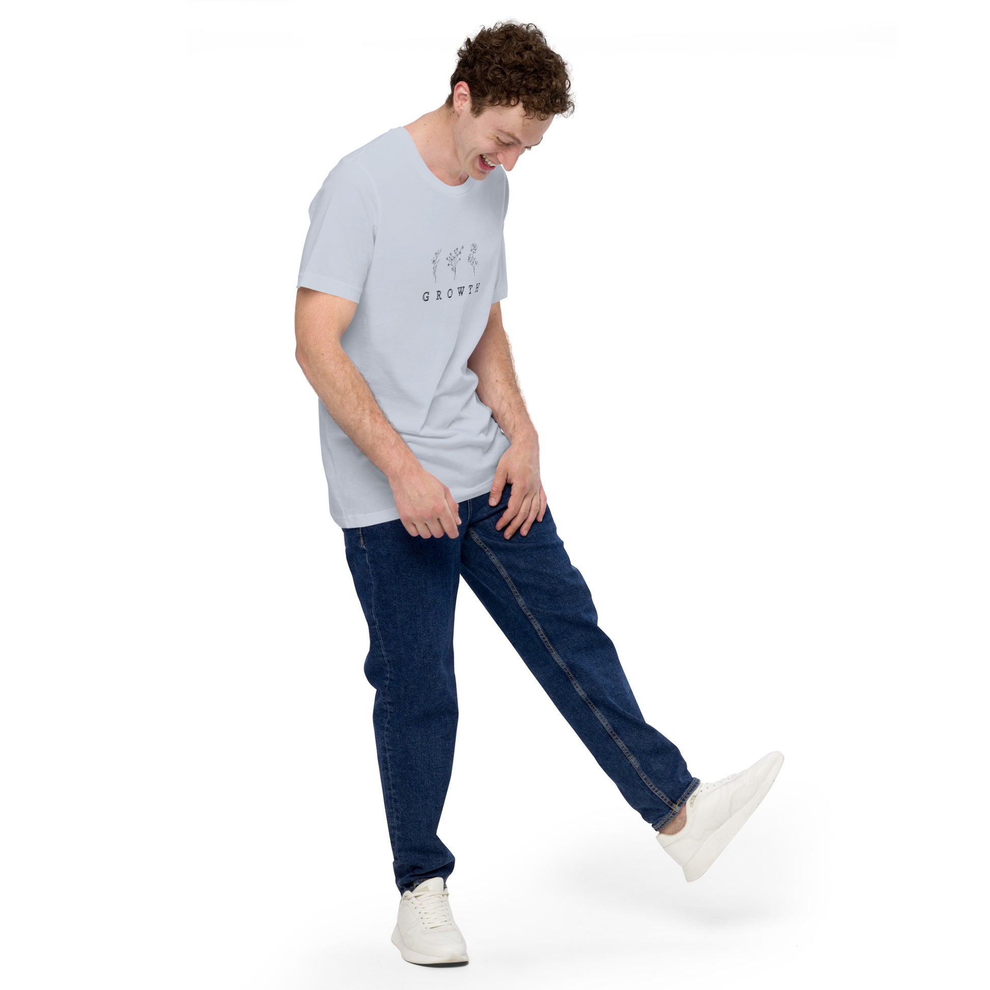 Growthline T-Shirt - Left Placement product image 1 in Pink, size S, with front view, right-side angle and left placement.