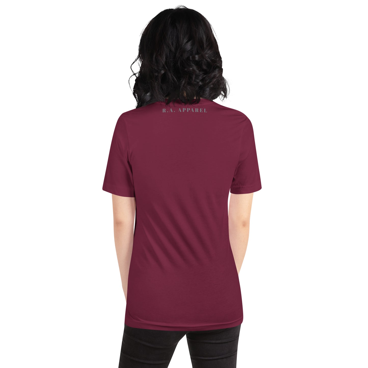 Coastline Attitude T-Shirt - Left Placement by R.A. Apparel, image 5, back view, Black Heather, size XL, left placement.