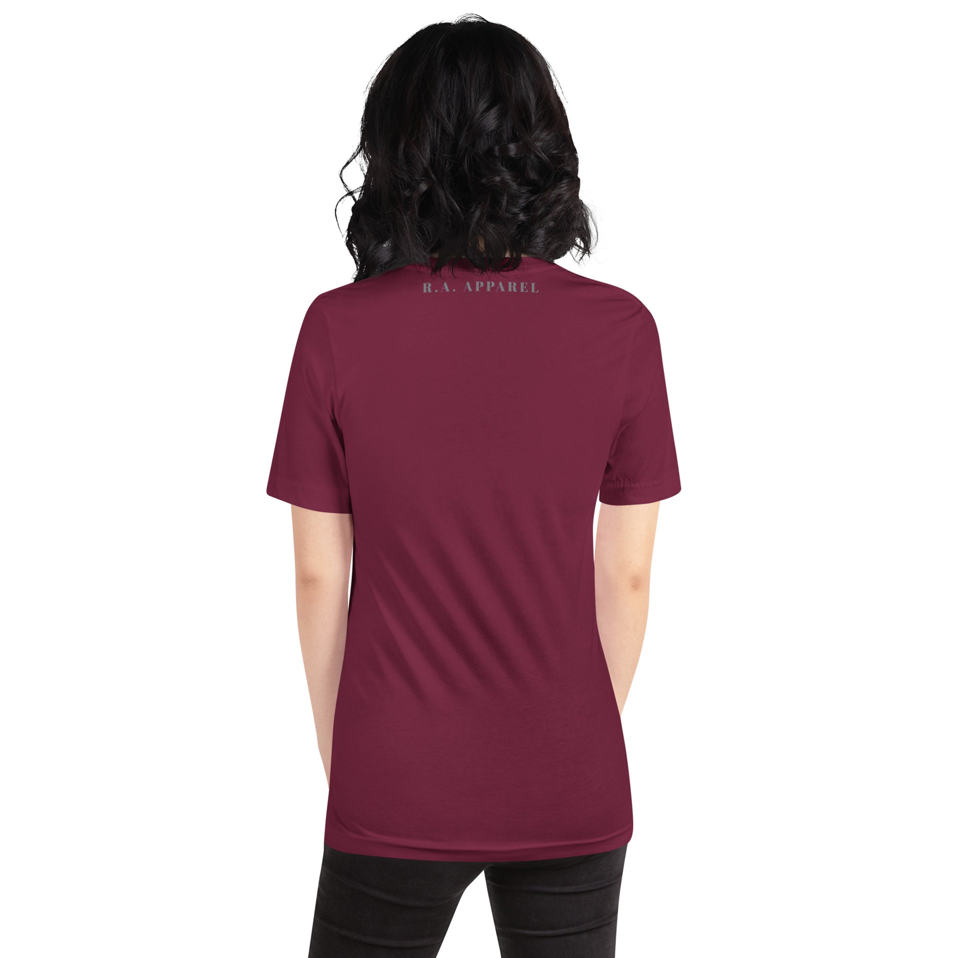 Coastline Attitude T-Shirt - Left Placement by R.A. Apparel, image 5, back view, Black Heather, size XL, left placement.