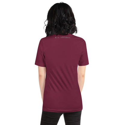 Coastline Attitude T-Shirt - Left Placement by R.A. Apparel, image 5, back view, Black Heather, size XL, left placement.