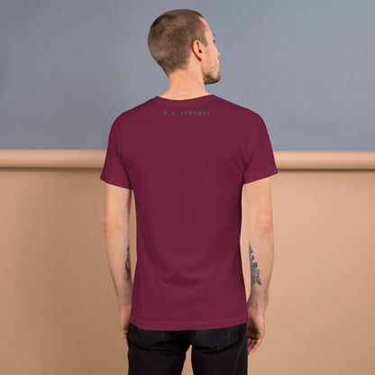 Moonhaven T-Shirt product image 46 in Dark Grey, size S, with back view and design placement.