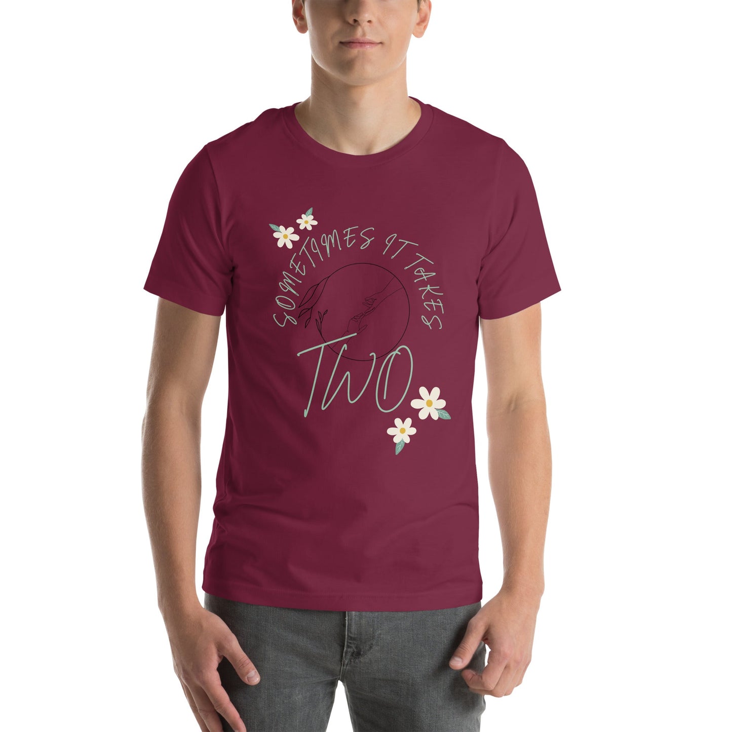 Duet T-Shirt - Left Placement image 8: Black version, size S with front view of the It Takes Two range.