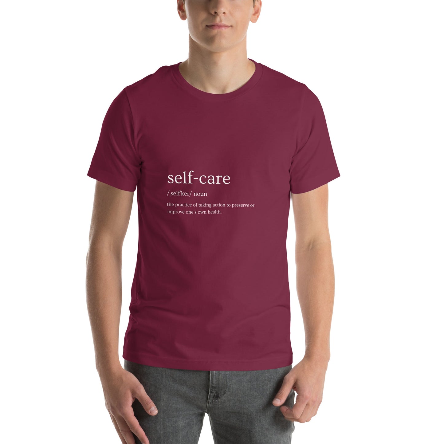 Self Ritual T-Shirt - Left Placement image 8: Black version, size S with front view of the Self Care range.