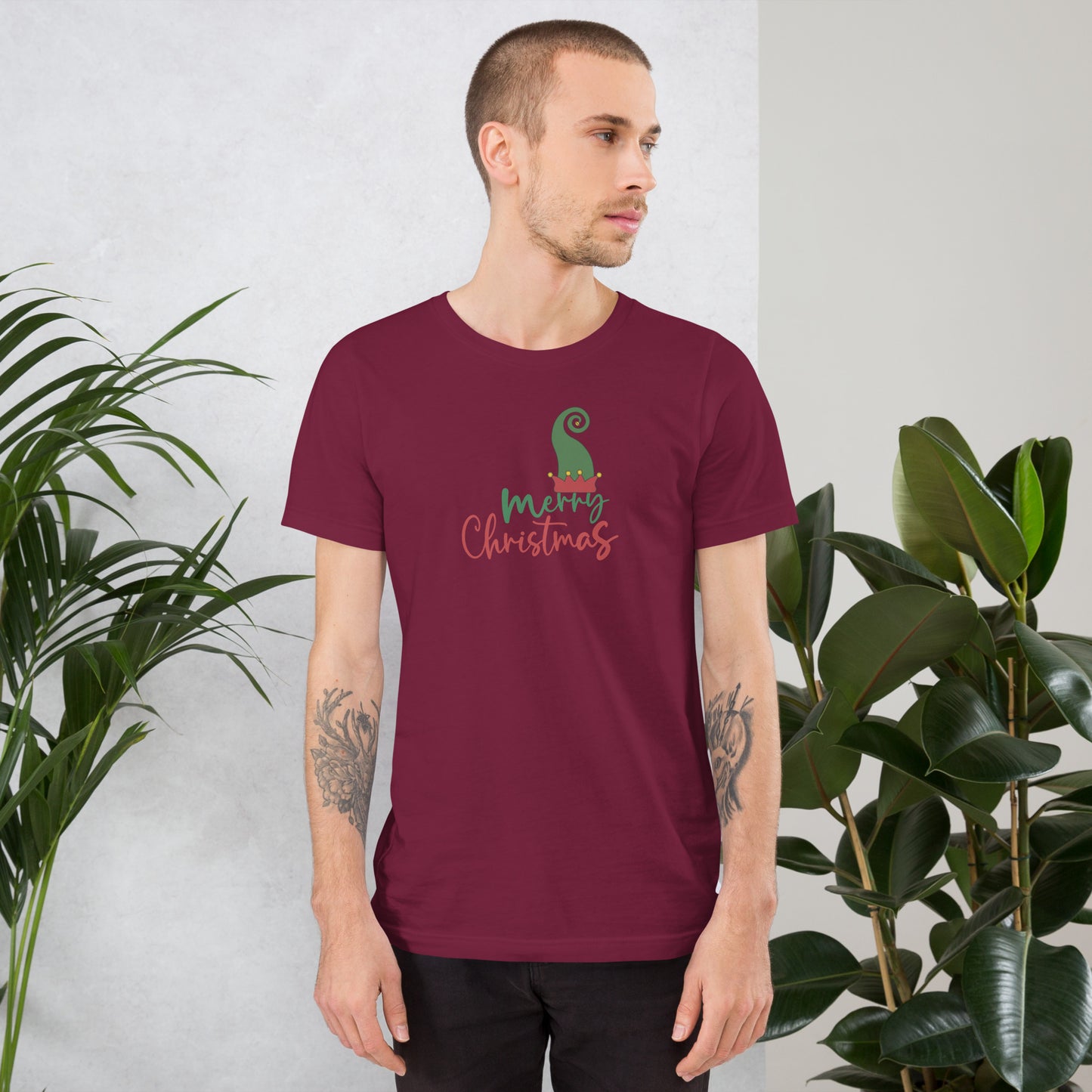 Noelle T-Shirt - Left Placement image 7: Black Heather version, size 3XL with front view of the Merry Christmas range.