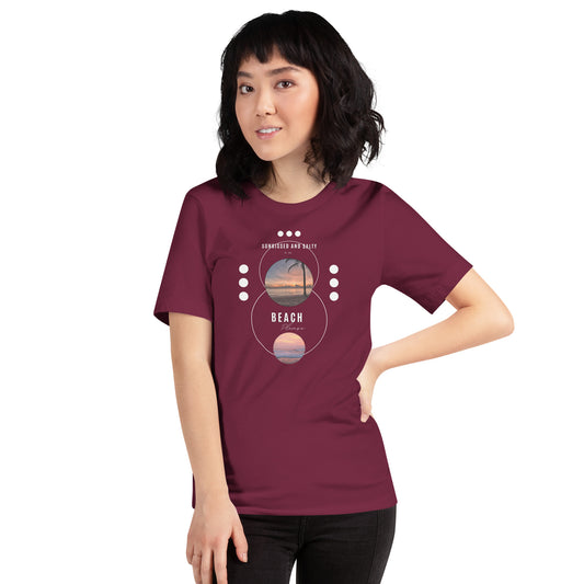 Coastline Attitude T-Shirt - Left Placement image 1: Black Heather version, size XS with front view of the Beach Please range.