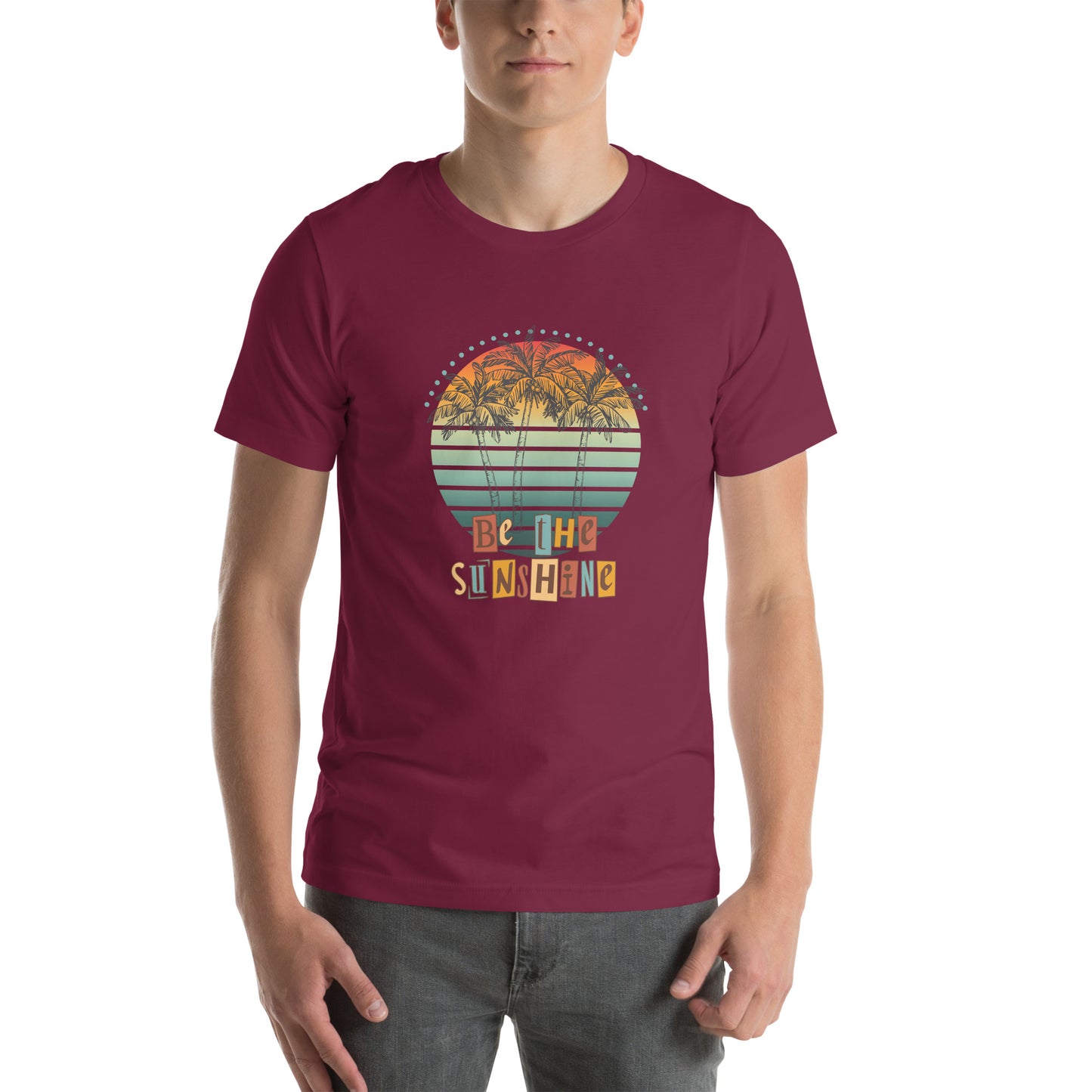Solara T-Shirt image 25 in Maroon, size 2XL, showing front view for the Be the Sunshine design.