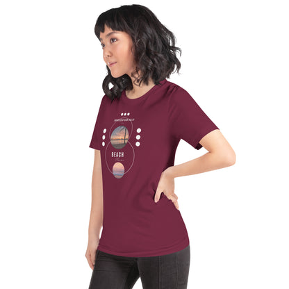Coastline Attitude T-Shirt - Left Placement image 3 in Black Heather, size M, showing front view, left-side angle for the Beach Please design.