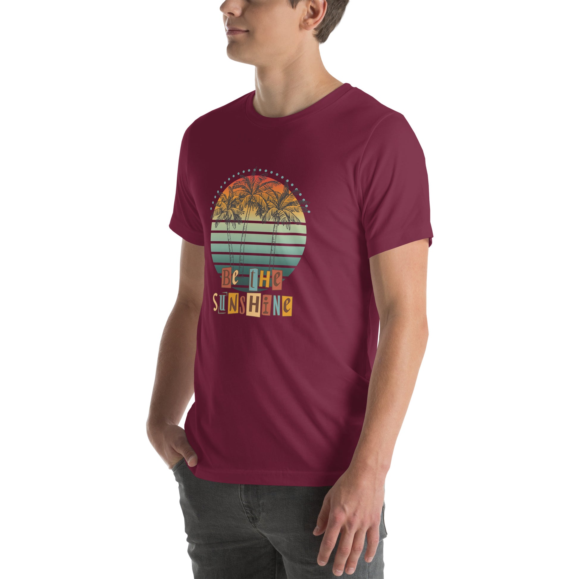 Solara T-Shirt image 28 in Red, size L, showing front view, left-side angle for the Be the Sunshine design.