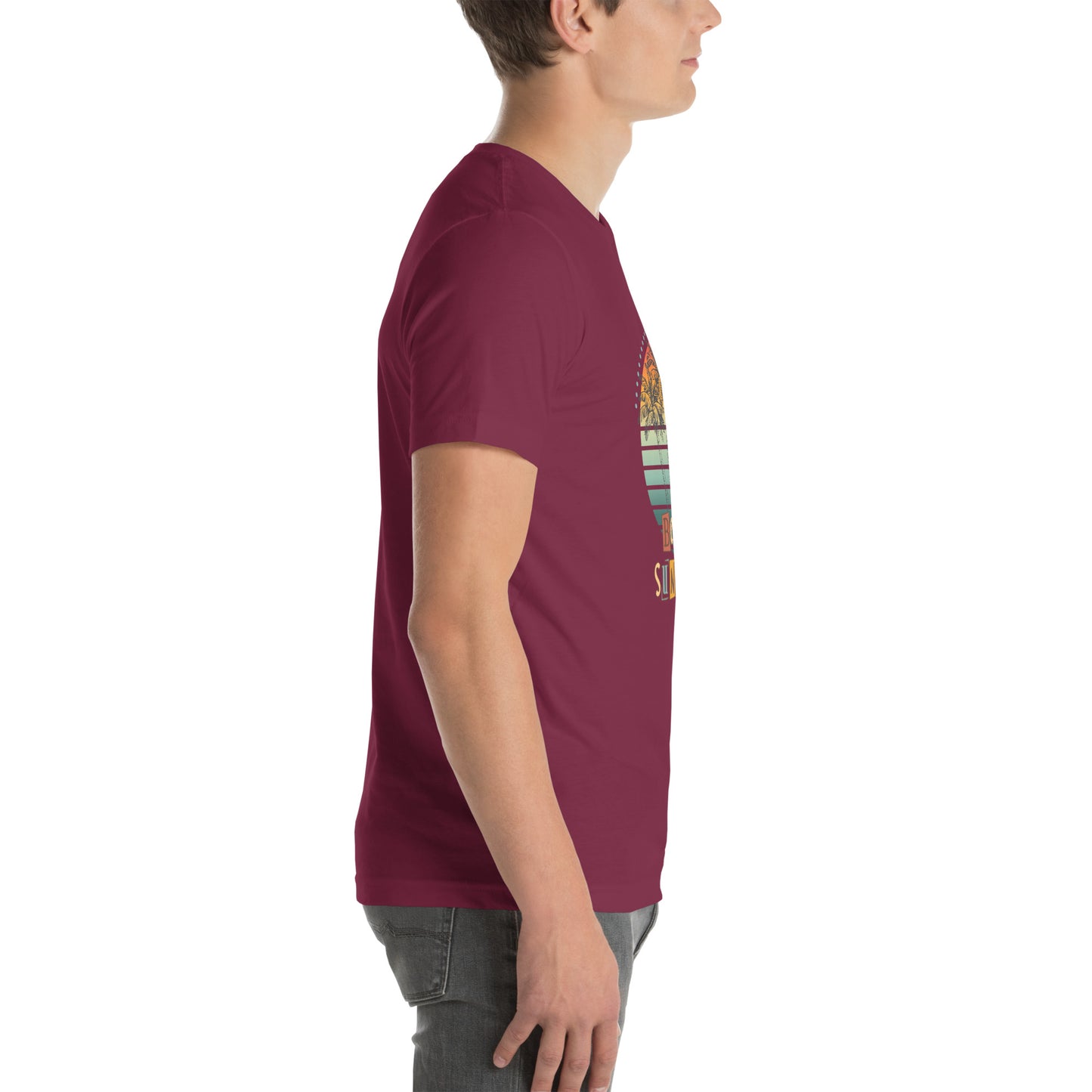 Solara T-Shirt product image 29 in Red, size XL, with right-side angle and design placement.