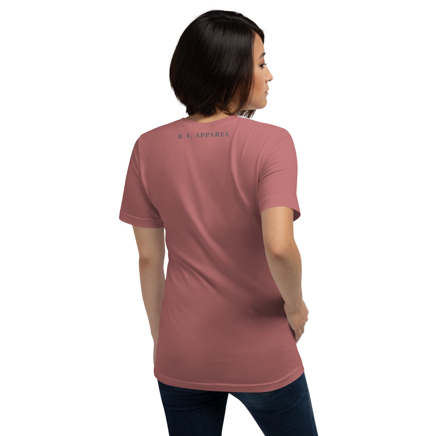 Twin Signal T-Shirt - Left Placement image 78: Heather Prism Dusty Blue version, size L with back view of the Gemini range.