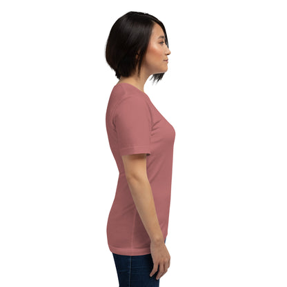 Balance Court T-Shirt - Left Placement by R.A. Apparel, image 45, right-side angle, Heather Mauve, size 2XL, left placement.