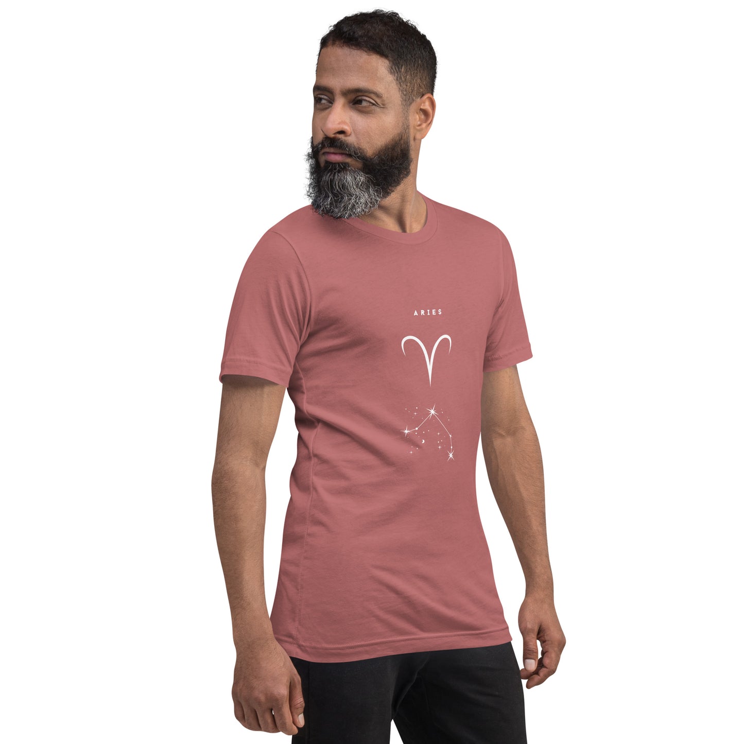 Marsborne T-Shirt - Left Placement image 44 in Heather Kelly, size L, showing front view, right-side angle for the Aries design.