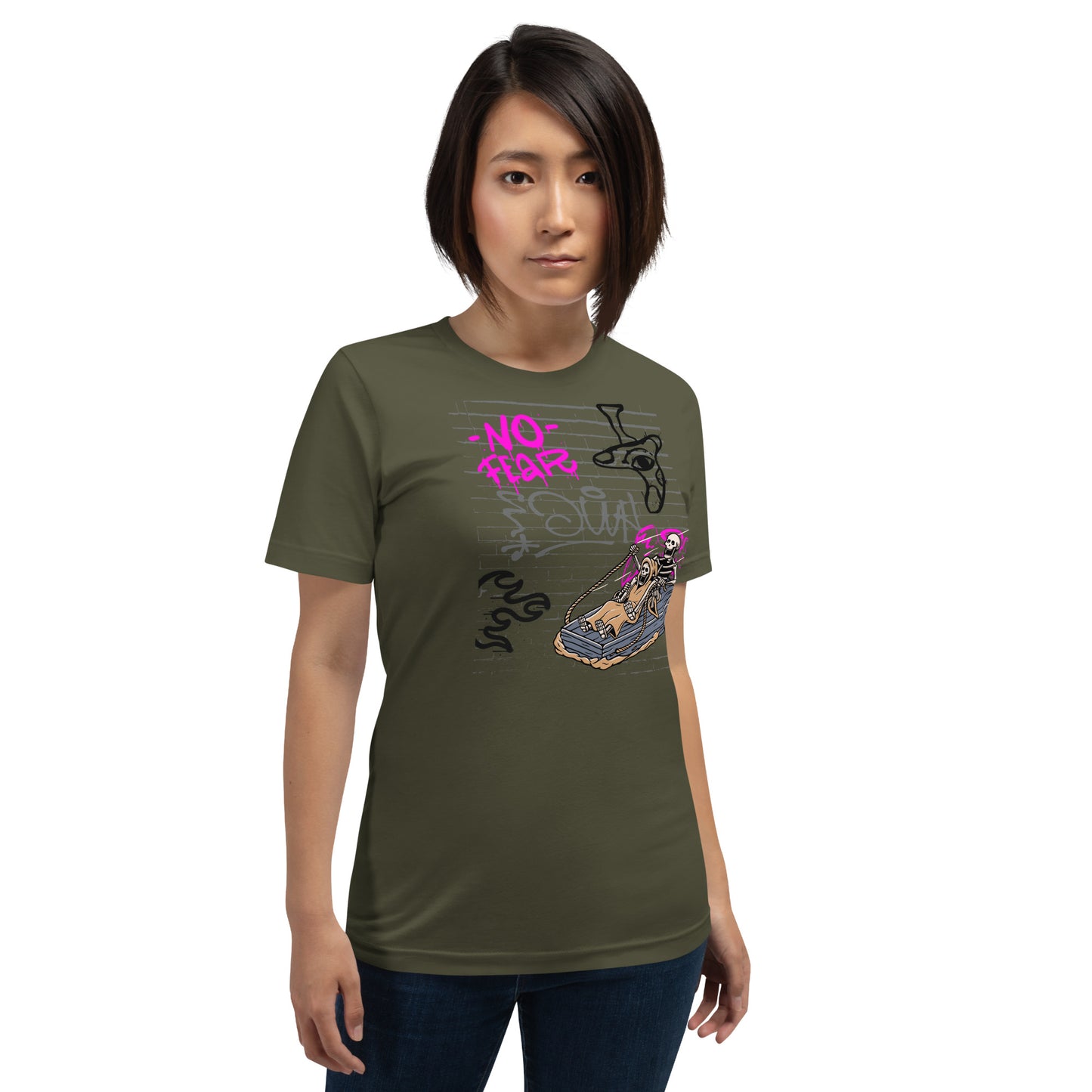 Fearless T-Shirt - Left Placement image 33 in Navy, size L, showing front view for the No Fear design.