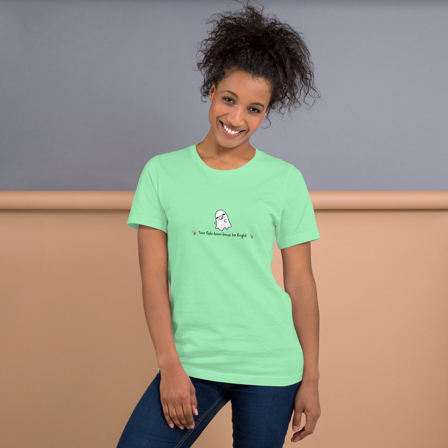 Boo Luxe T-Shirt - Left Placement image 46 in Mint, size S, showing front view for the Fa Boo Lous design.