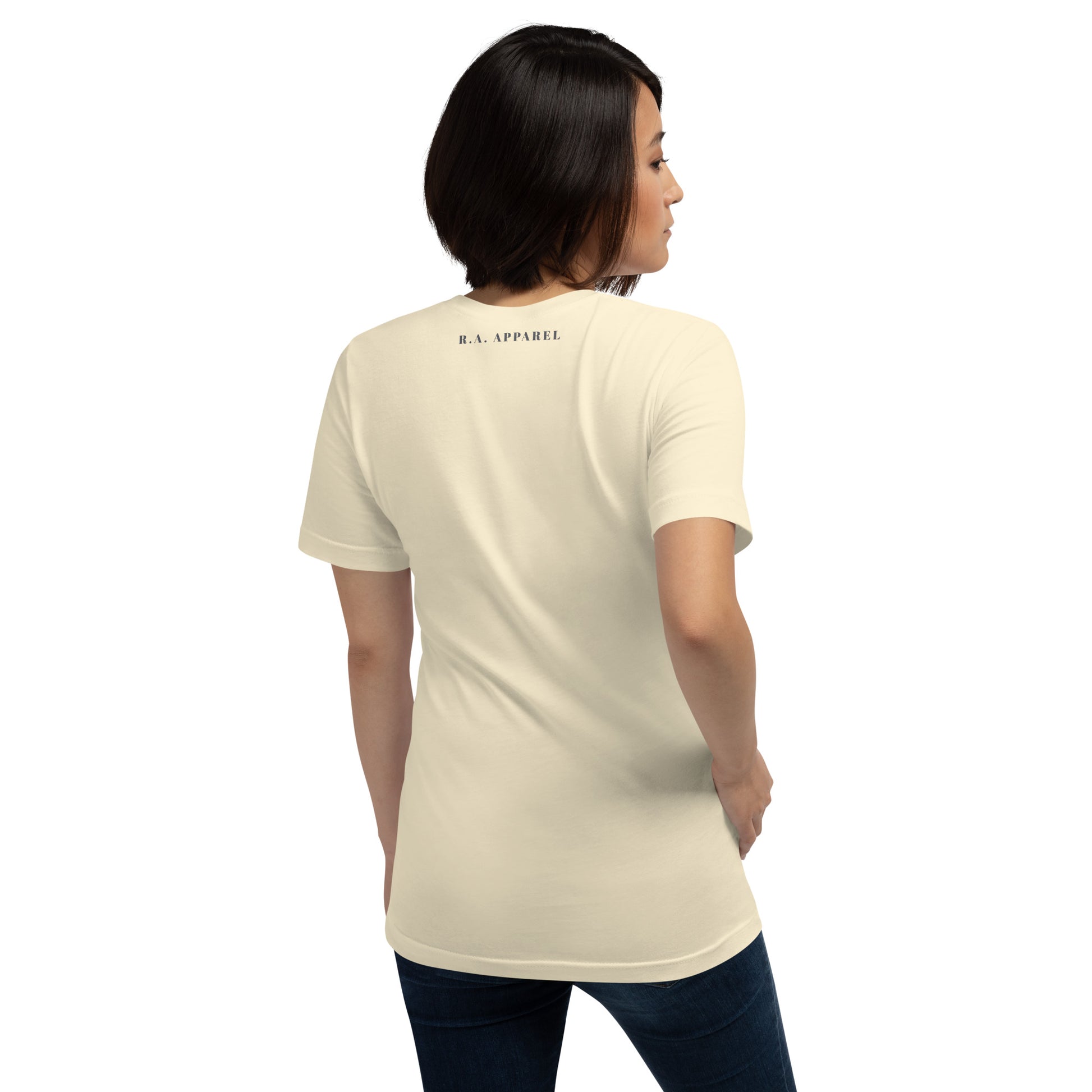 Zenline T-Shirt - Left Placement by R.A. Apparel, image 22, back view, Oxblood Black, size XL, left placement.