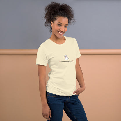 Boo Luxe T-Shirt - Left Placement image 35 in Heather Prism Ice Blue, size S, showing right-side angle for the Fa Boo Lous design.