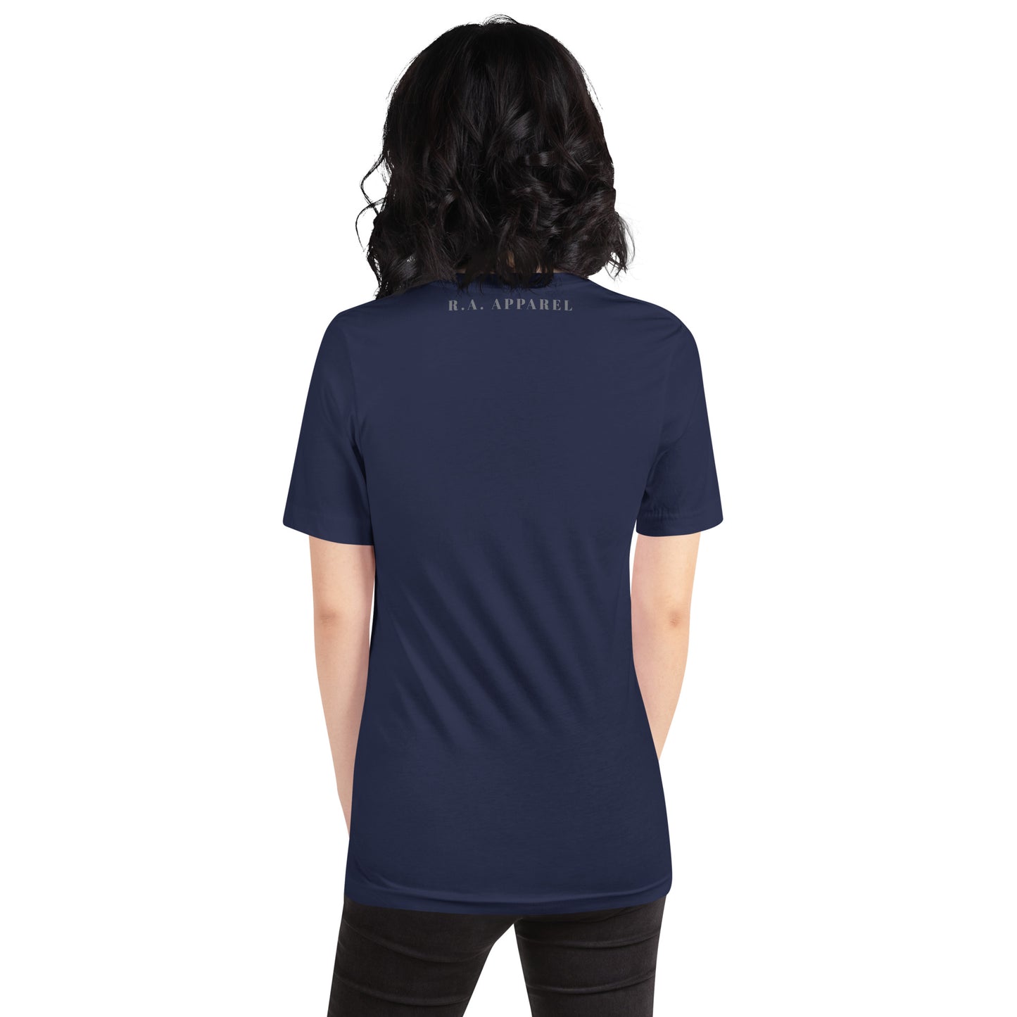 Quiet Peace T-Shirt - Left Placement by R.A. Apparel, image 11, back view, Black, size XL, left placement.