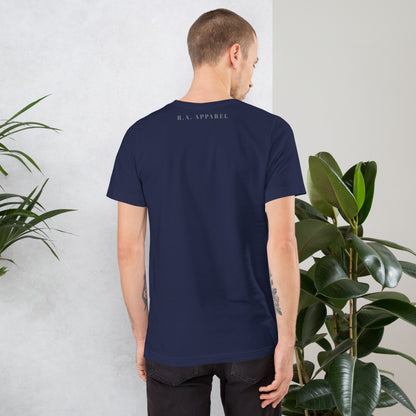 Spectral T-Shirt - Left Placement image 8: Navy version, size M with back view of the Ghosts range.
