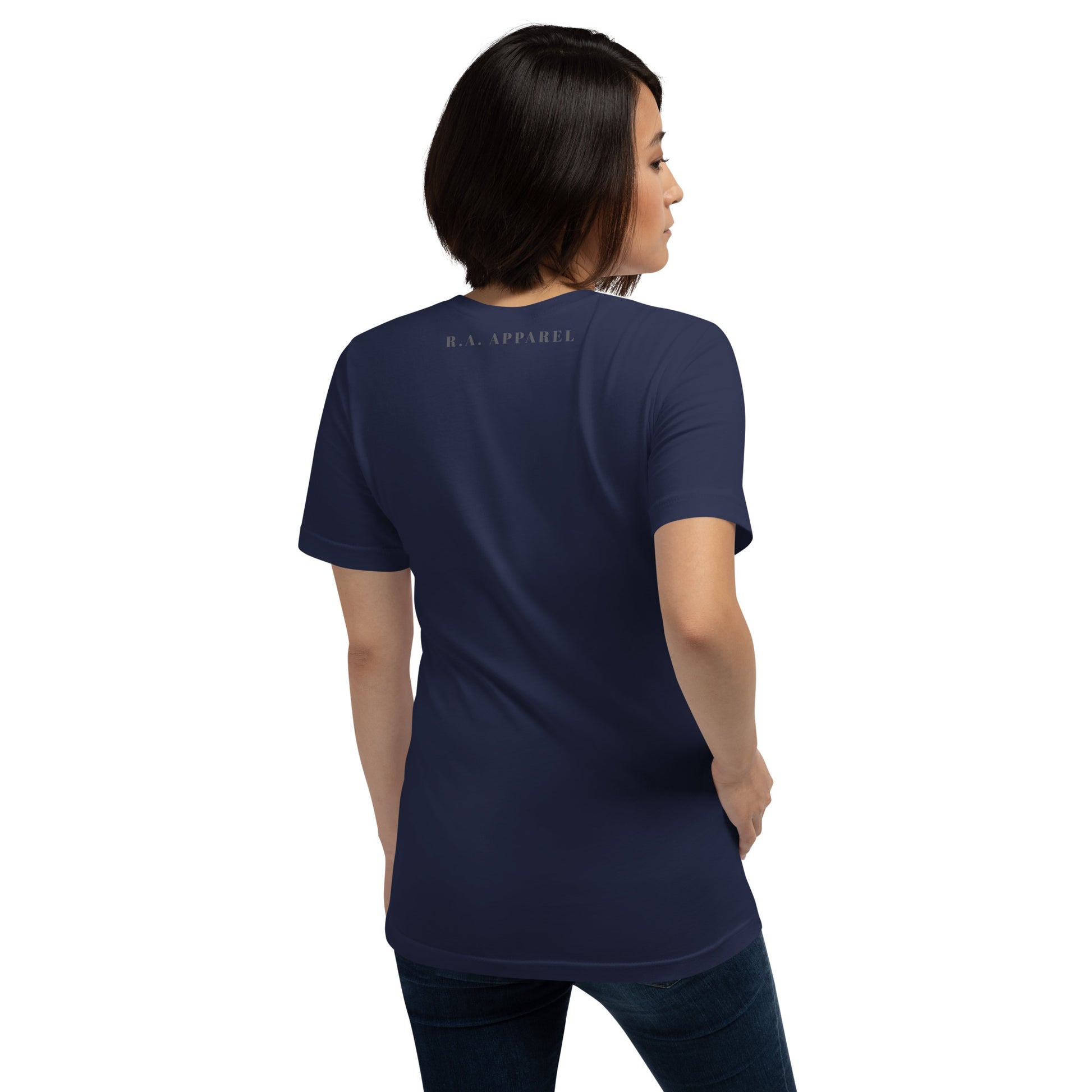 Meadow Club T-Shirt - Left Placement image 18 in Oxblood Black, size L, showing back view for the Bunny Collage design.