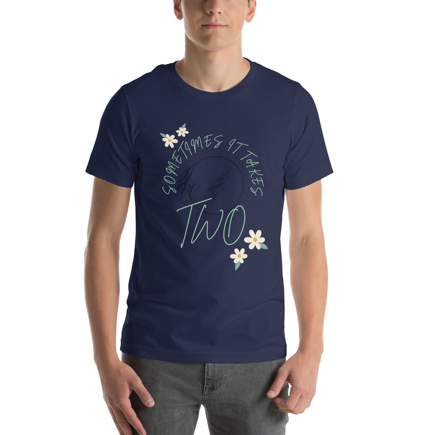Duet T-Shirt - Left Placement by R.A. Apparel, image 4, front view, Black Heather, size XL, left placement.