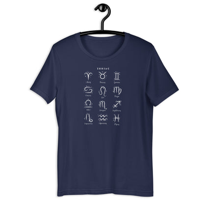 Image 11 of Black Astral Circle T-Shirt - Left Placement, size XL, with Zodiac artwork visible in front view.