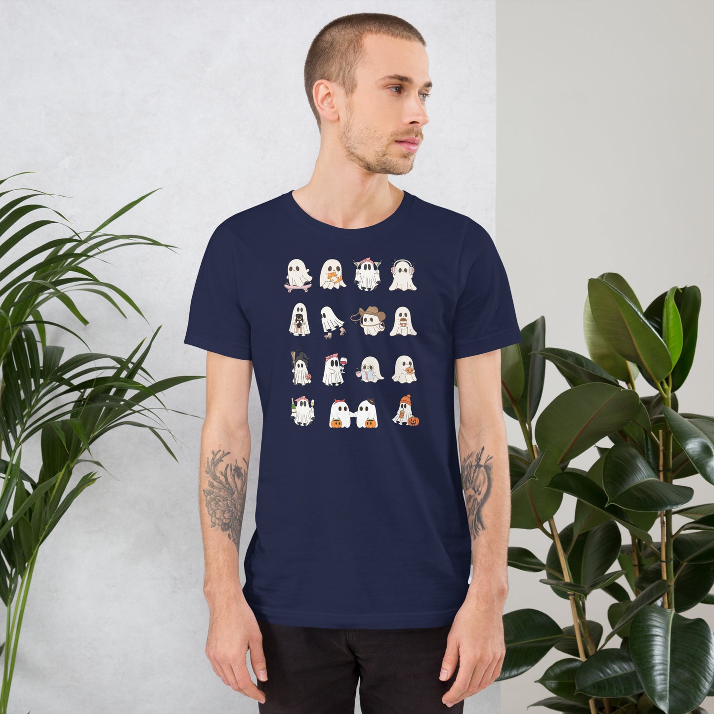 Spectral T-Shirt - Left Placement image 5: Black Heather version, size XL with front view of the Ghosts range.