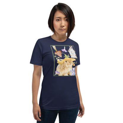 Meadow Club T-Shirt - Left Placement image 13 in Vintage Black, size M, showing front view for the Bunny Collage design.