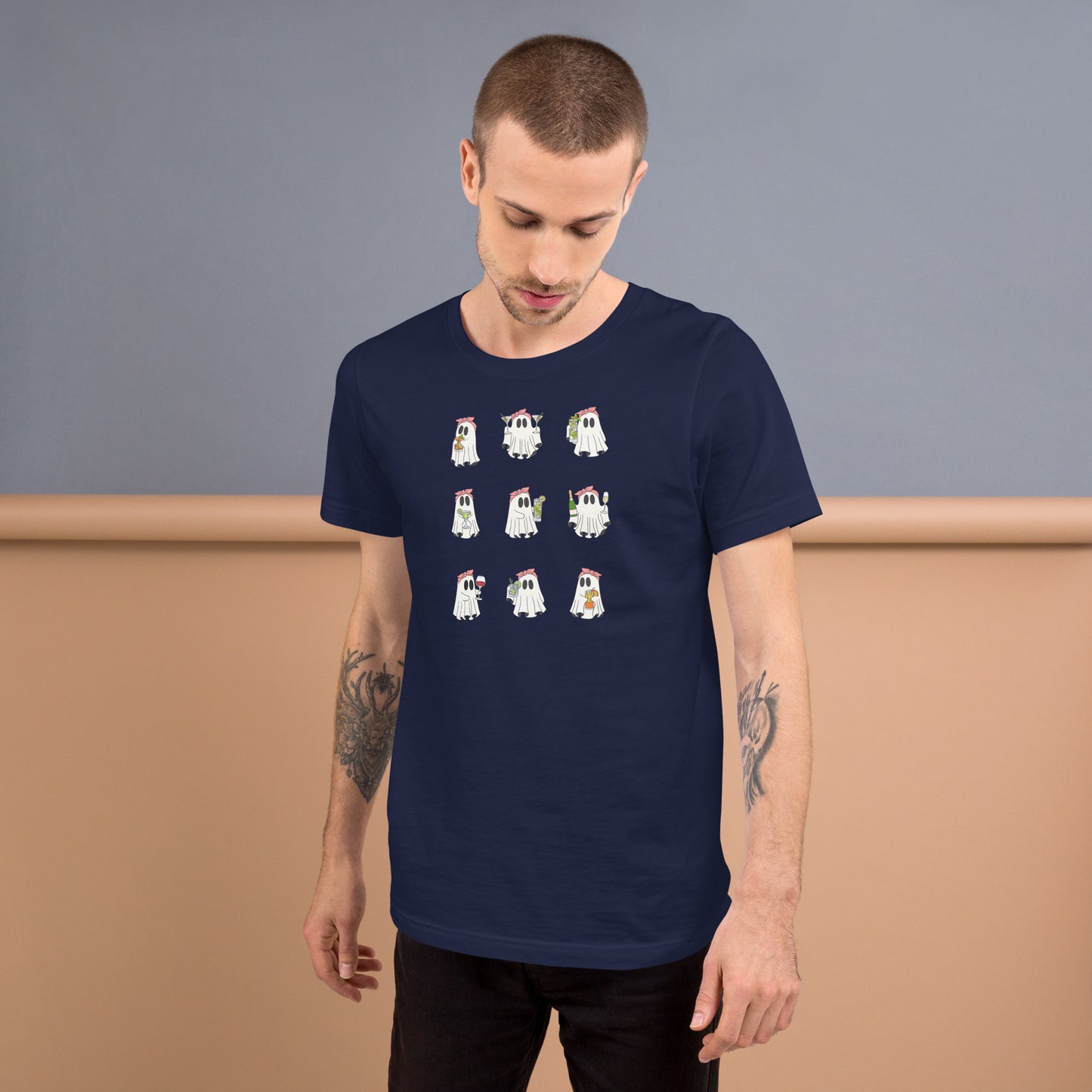 Little Haunts T-Shirt - Left Placement by R.A. Apparel, image 1, front view, Black Heather, size XS, left placement.