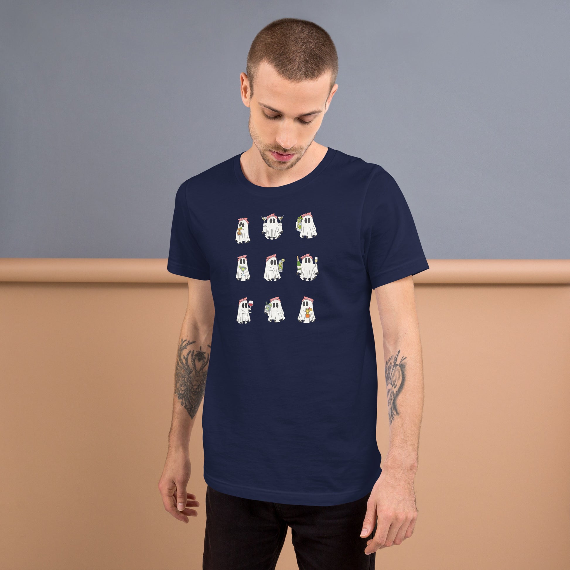 Little Haunts T-Shirt - Left Placement by R.A. Apparel, image 1, front view, Black Heather, size XS, left placement.