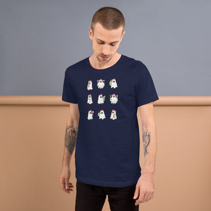 Little Haunts T-Shirt - Left Placement by R.A. Apparel, image 1, front view, Black Heather, size XS, left placement.