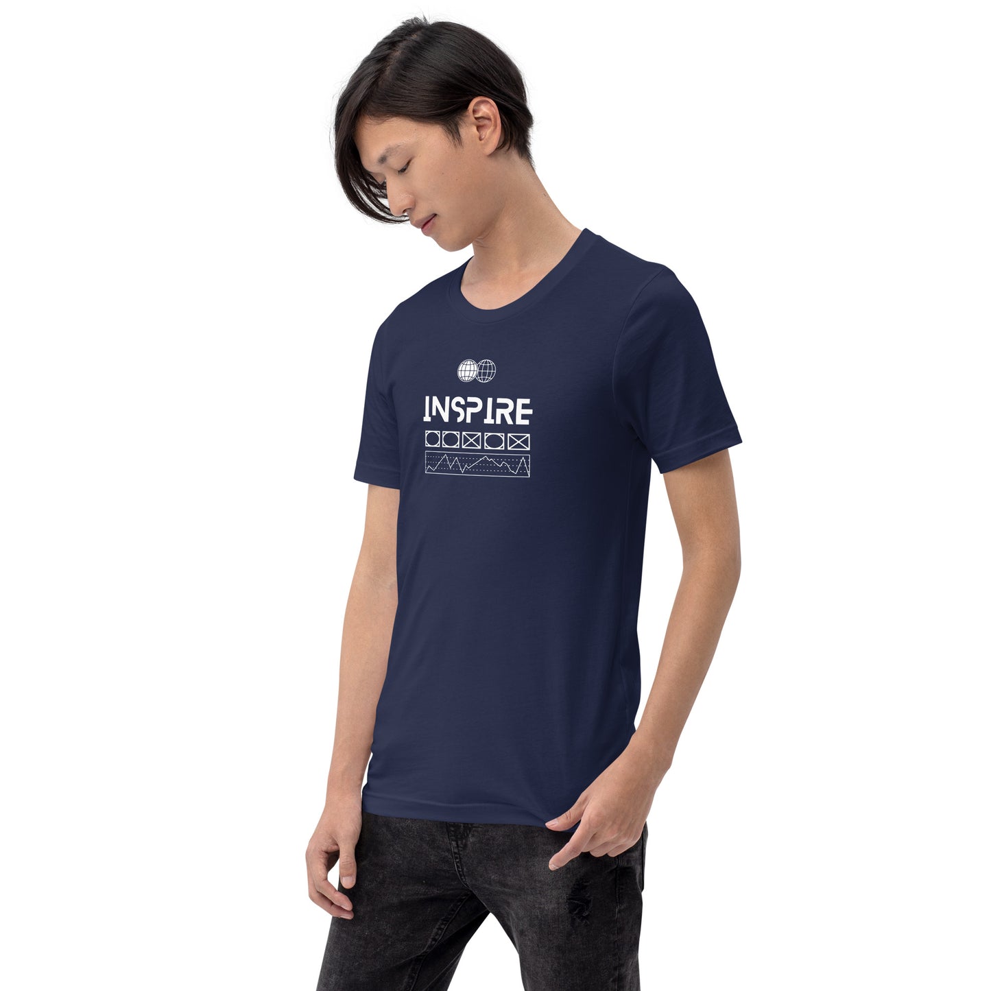 Inspireline T-Shirt - Left Placement image 10 in Black, size L, showing front view, left-side angle for the Inspire design.
