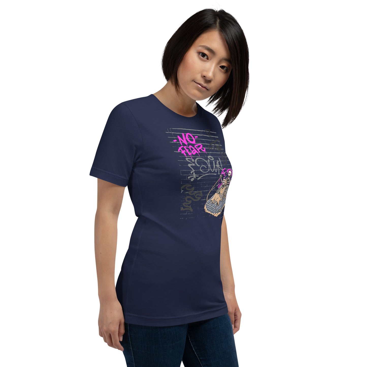 Fearless T-Shirt - Left Placement product image 14 in Vintage Black, size S, with front view, right-side angle and left placement.