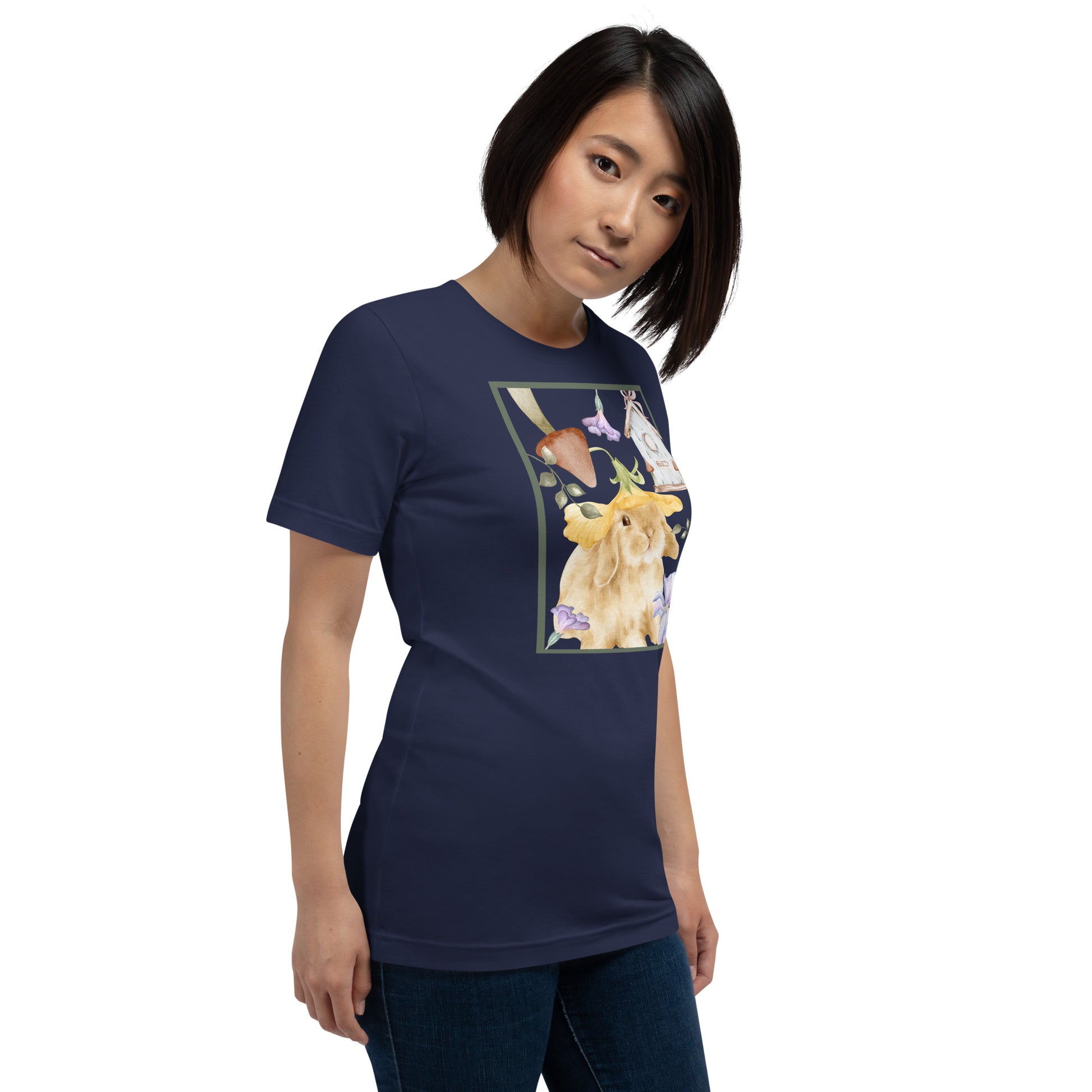 Meadow Club T-Shirt - Left Placement by R.A. Apparel, image 14, front view, right-side angle, Vintage Black, size L, left placement.