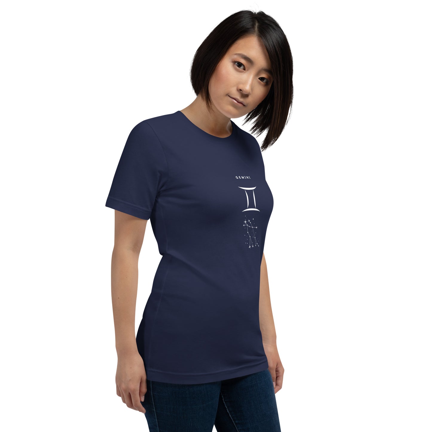Twin Signal T-Shirt - Left Placement image 26: Heather Emerald version, size S with front view, right-side angle of the Gemini range.