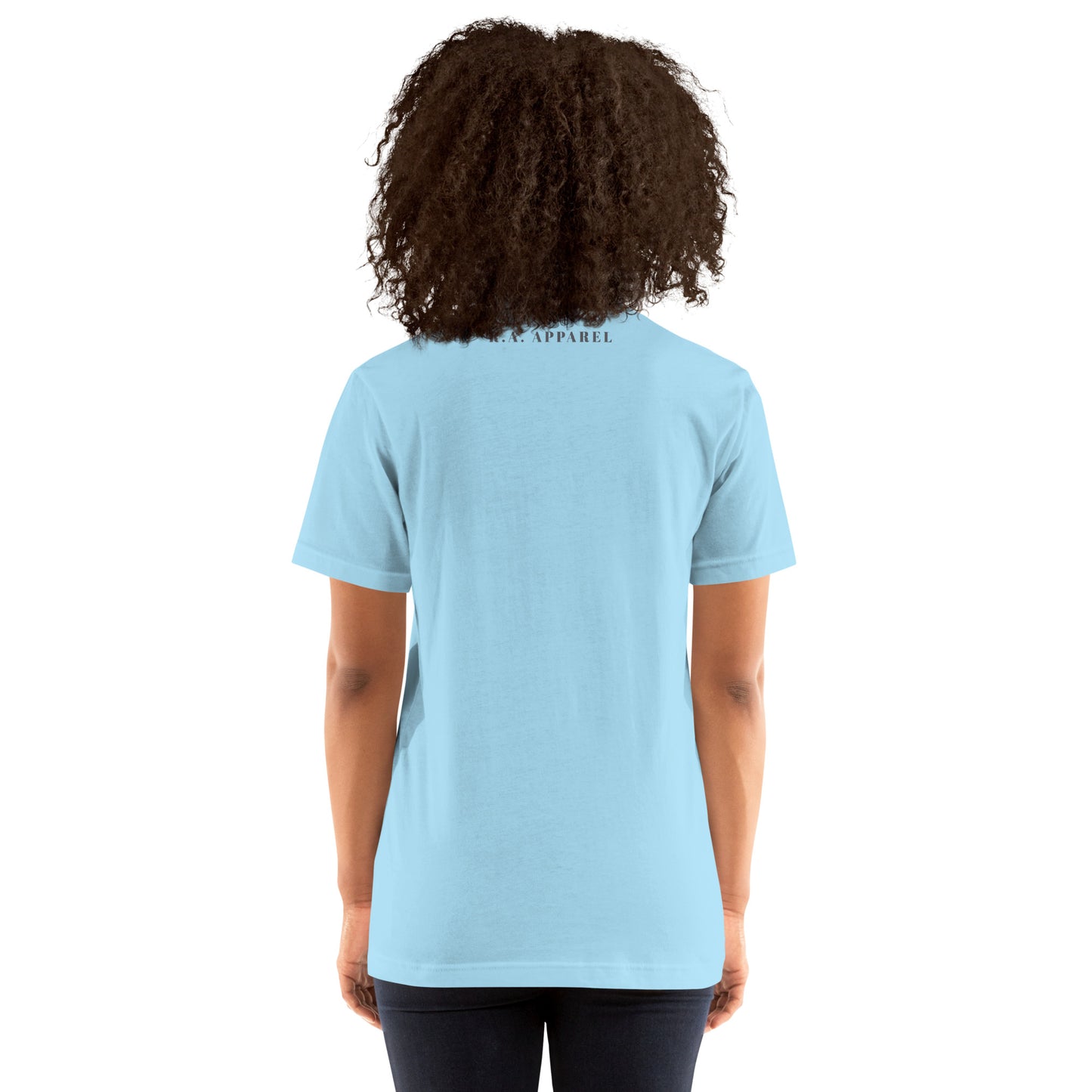 Breathing Room T-Shirt - Left Placement image 11 in Heather Prism Peach, size XL, showing back view for the Just Breathe design.