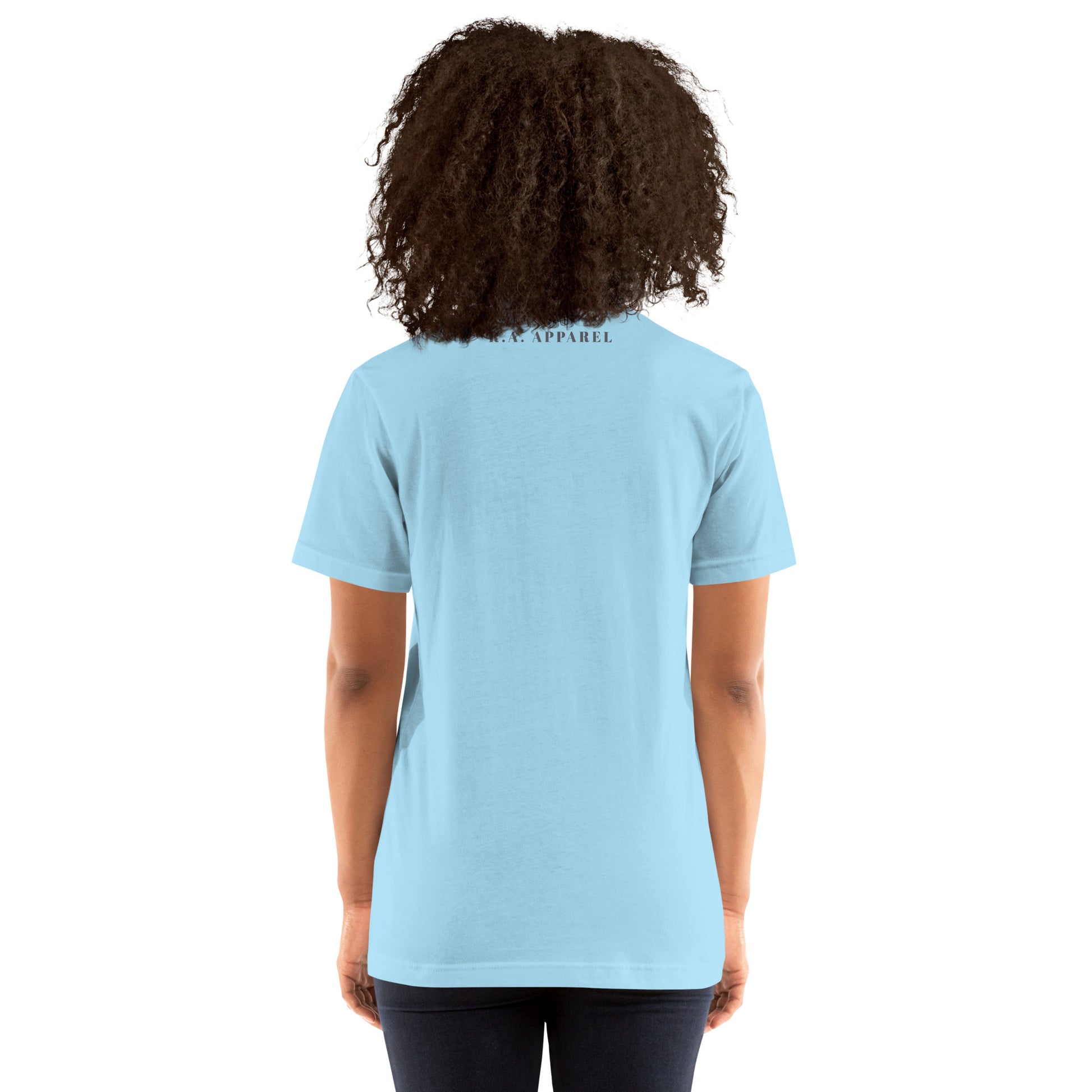Breathing Room T-Shirt - Left Placement image 11 in Heather Prism Peach, size XL, showing back view for the Just Breathe design.