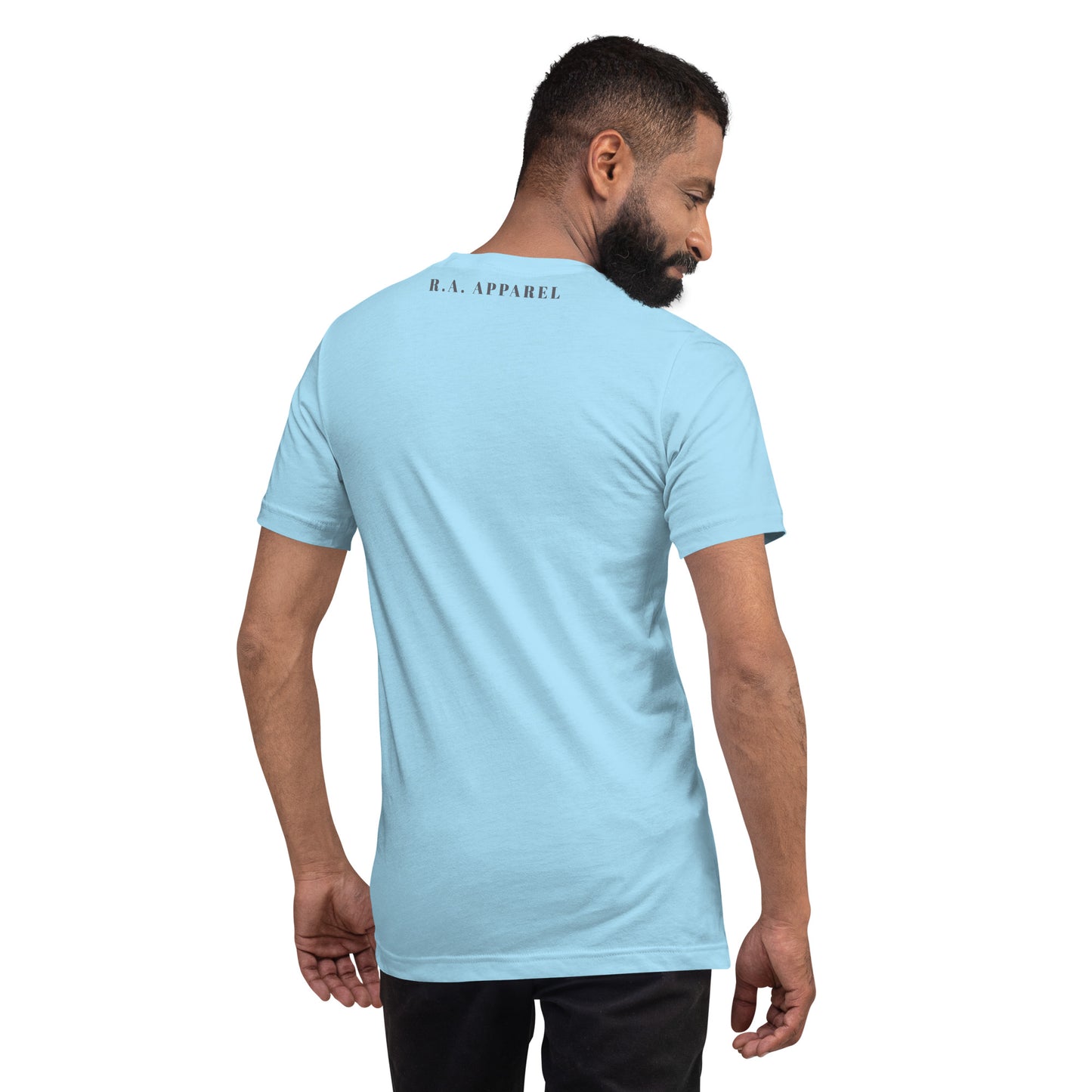 Image 10 of Light Blue Nightcall T-Shirt - Left Placement, size XS, with Always Sleepy artwork visible in back view.