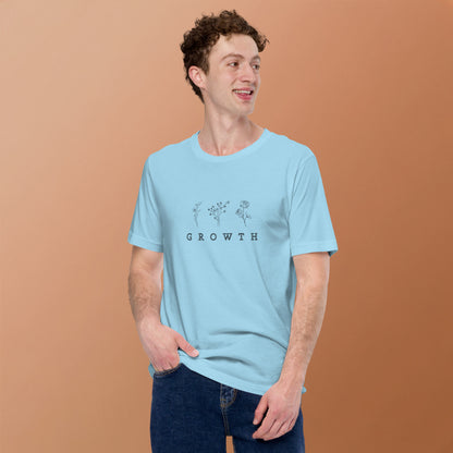 Image 9 of Athletic Heather Growthline T-Shirt - Left Placement, size XL, with Growth artwork visible in front view.