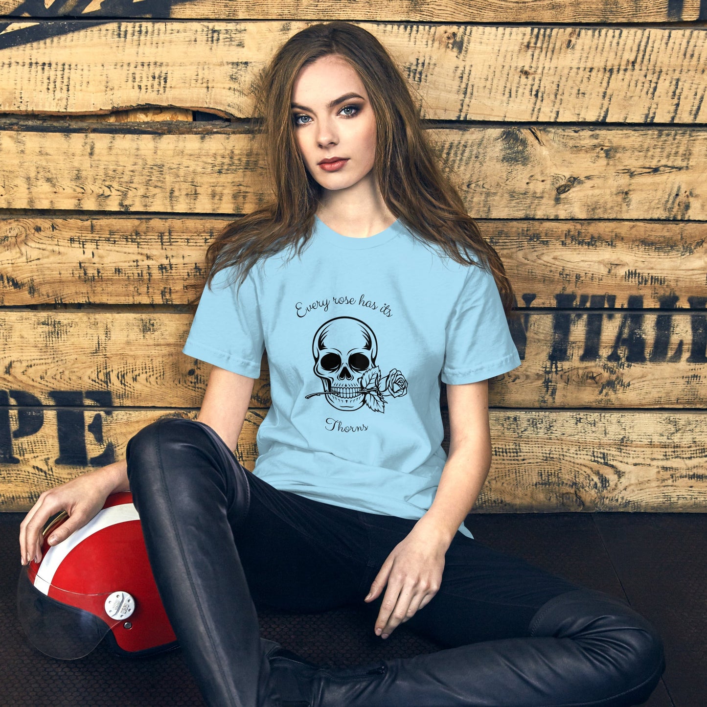 Rose & Bone T-Shirt - Left Placement image 6 in Heather Prism Mint, size 3XL, showing front view for the Skull and Rose design.