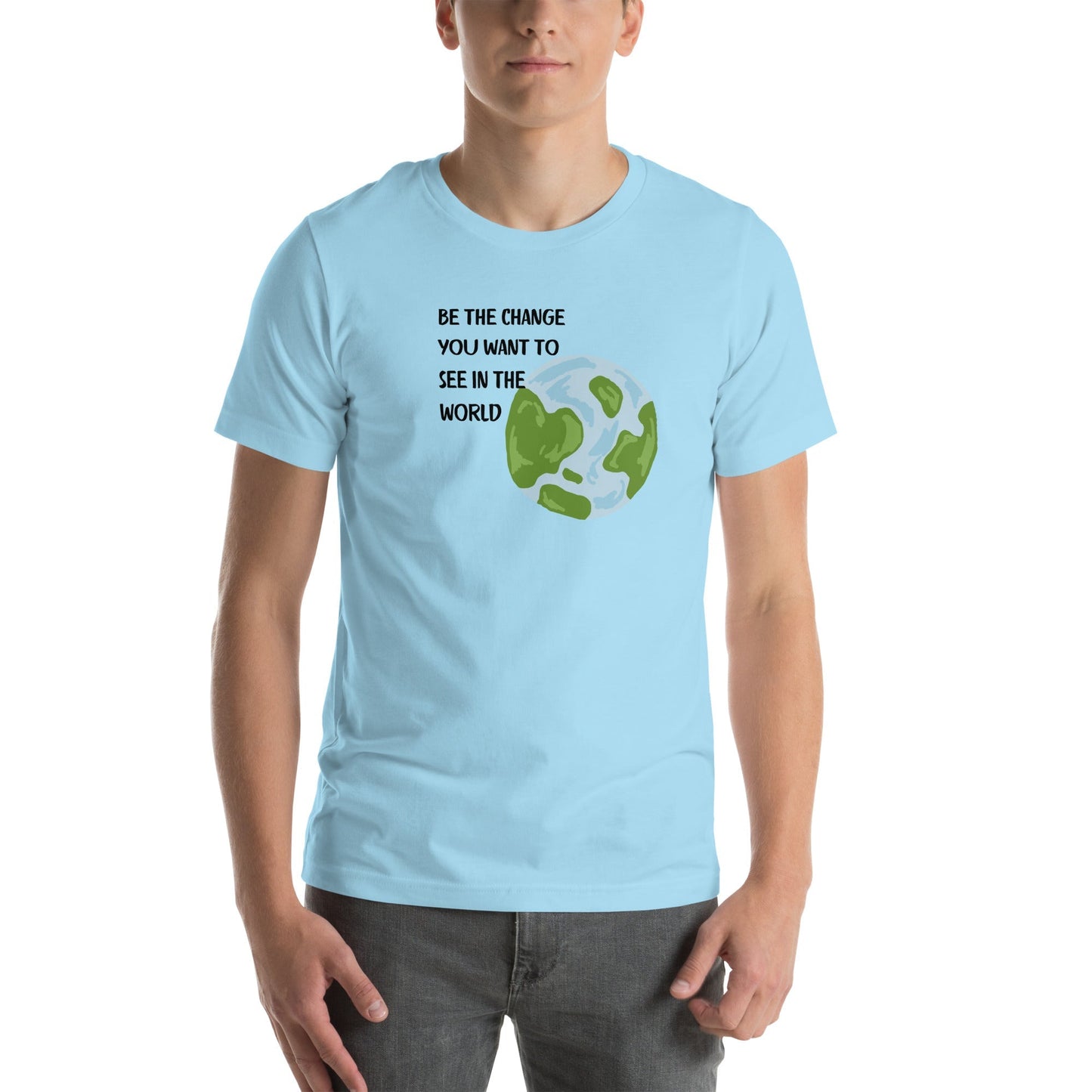 Image 4 of Pink Change Signal T-Shirt - Left Placement, size XL, with Be the Change artwork visible in front view.