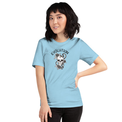 Evolution T-Shirt - Left Placement image 13 in Light Blue, size L, showing front view for the Evolution design.