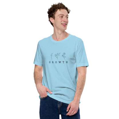 Growthline T-Shirt - Left Placement product image 5 in Athletic Heather, size XS, with front view and left placement.