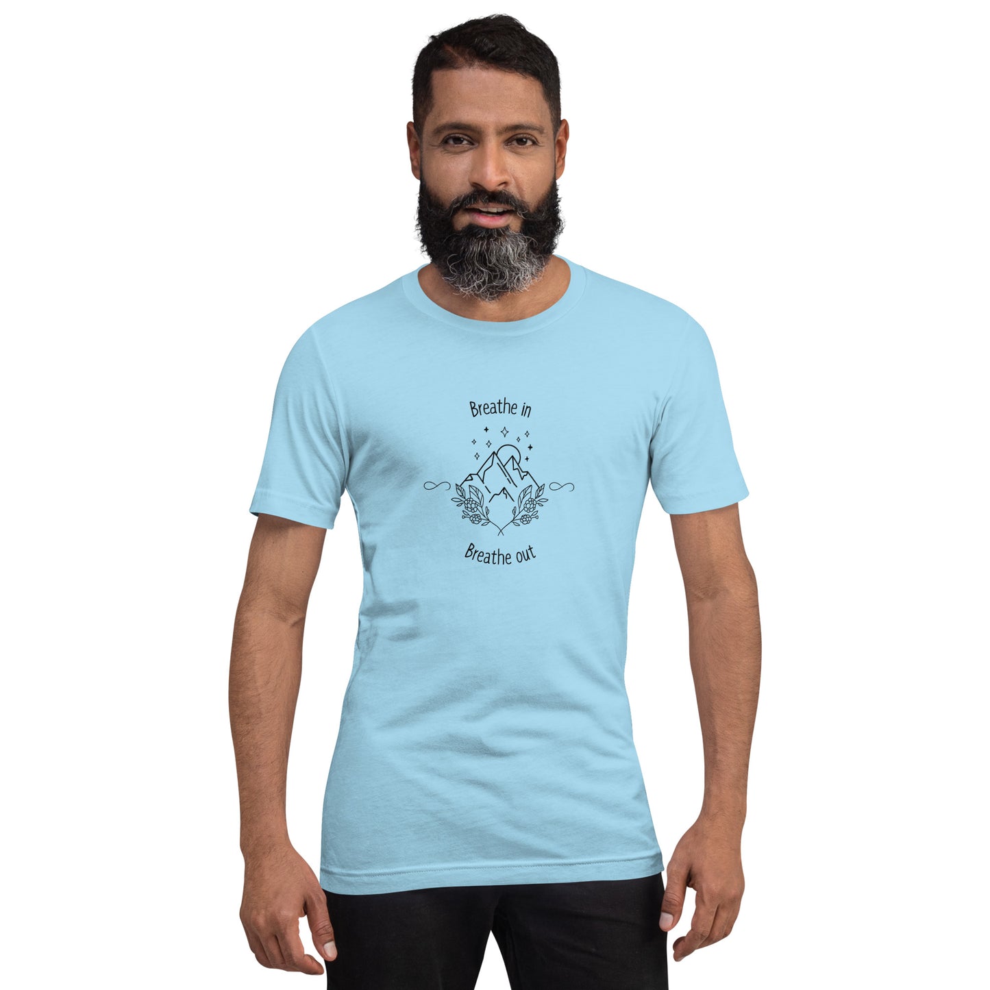 Exhale T-Shirt - Left Placement by R.A. Apparel, image 5, front view, Athletic Heather, size XS, left placement.