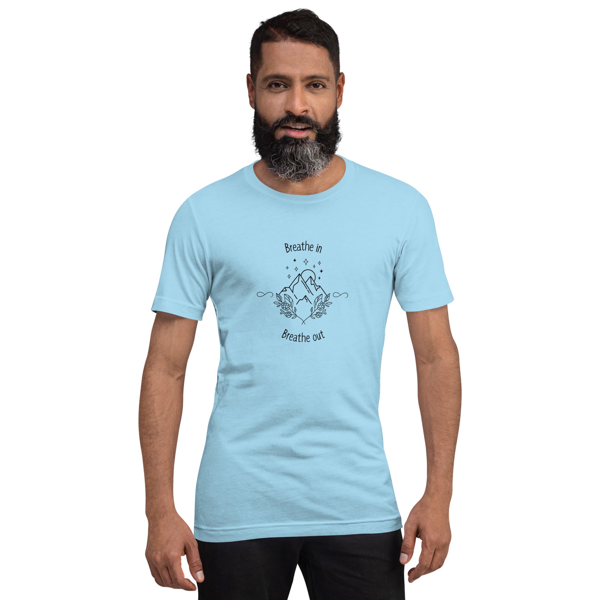 Exhale T-Shirt - Left Placement by R.A. Apparel, image 5, front view, Athletic Heather, size XS, left placement.